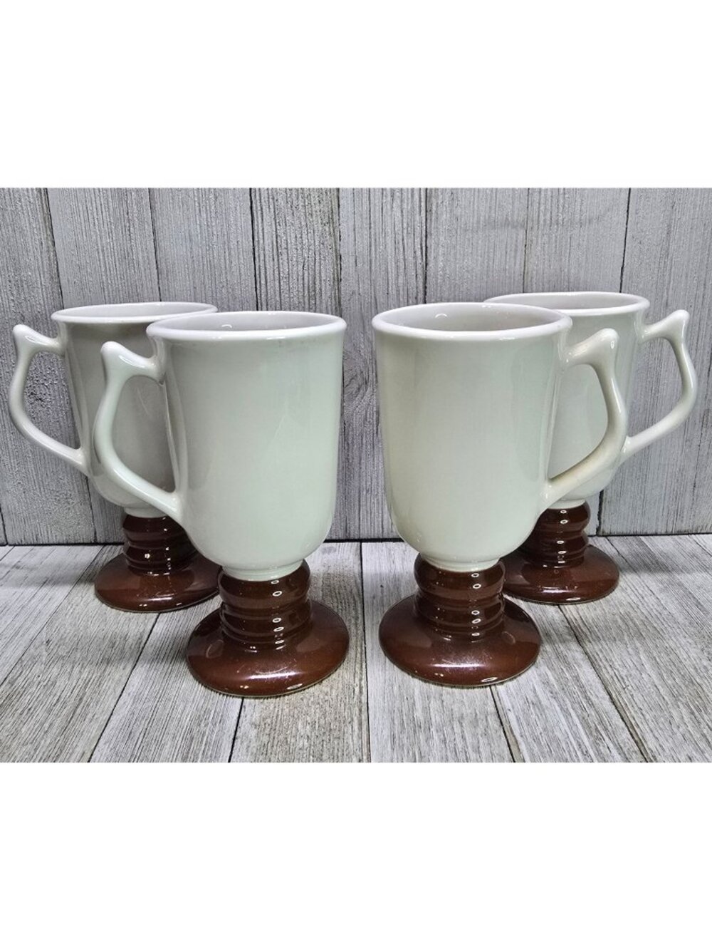 Vtg Hall Pottery Irish Coffee Mugs Pedestal Footed Set of 4 #1272 USA 5.75" Tall